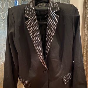 Black Blazer with Rhinestone/Stud Detail (Plus)